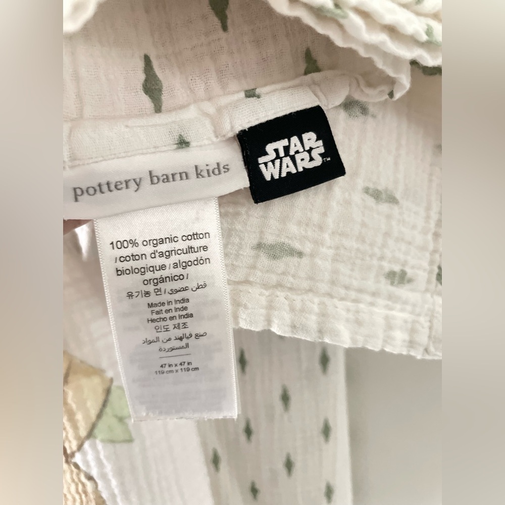 Pottery Barn Kids Star Wars Grogu Muslin Swaddle Blankets Baby with plushy - Picture 10 of 12